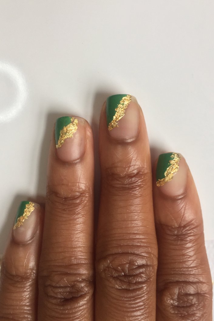 Easy Fall Nail Tutorial With Gold Foil Flakes 