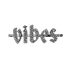 Kitsch x Justine Marjan Vibes Word Rhinestone Bobby Pin
