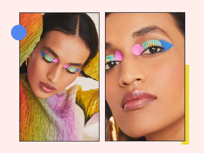 This Bright, Color-Blocked Eyeshadow Look Is an Instant Mood-Booster