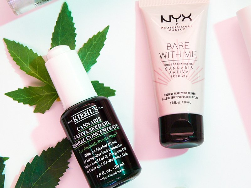 kiehl's cannabis sativa seed oil herbal concentrate and nyx professional makeup bare with me cannabis primer