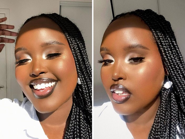 person wearing box braids