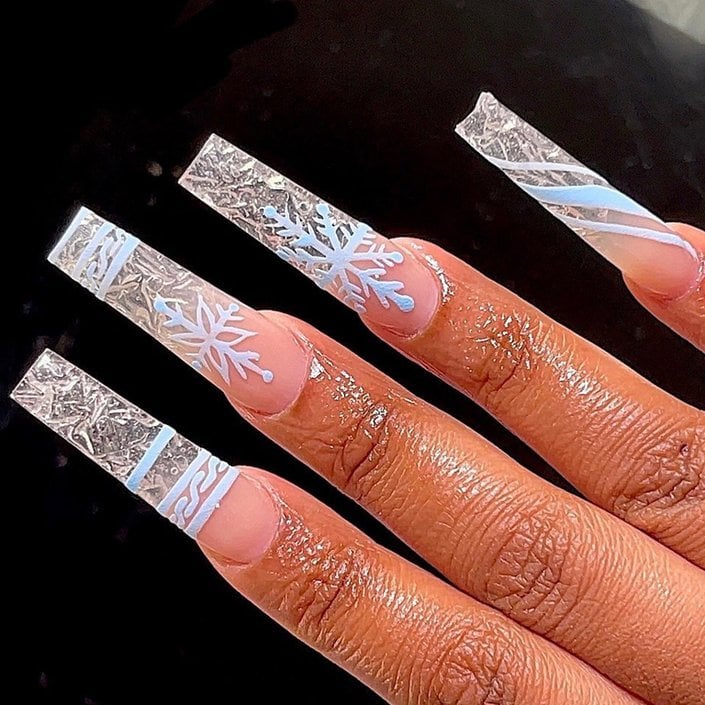 Frosted Snowflake Winter Nail Designs