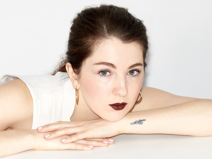 person wearing dark lipstick