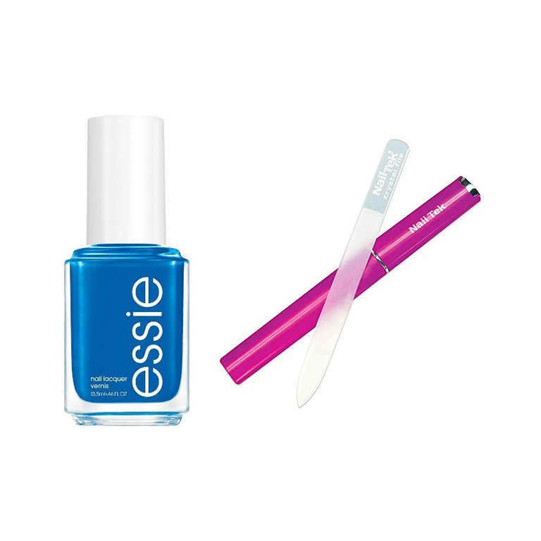 Glass nail file and Essie nail polish in Juicy Details