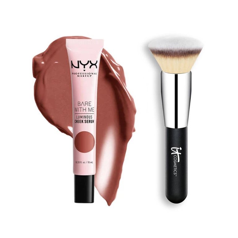 nyx professional makeup luminous blush serum, it cosmetics brush