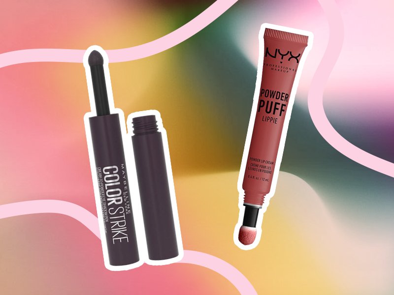maybelline color strike cream to powder eye shadow pen and nyx professional makeup powder puff lippie