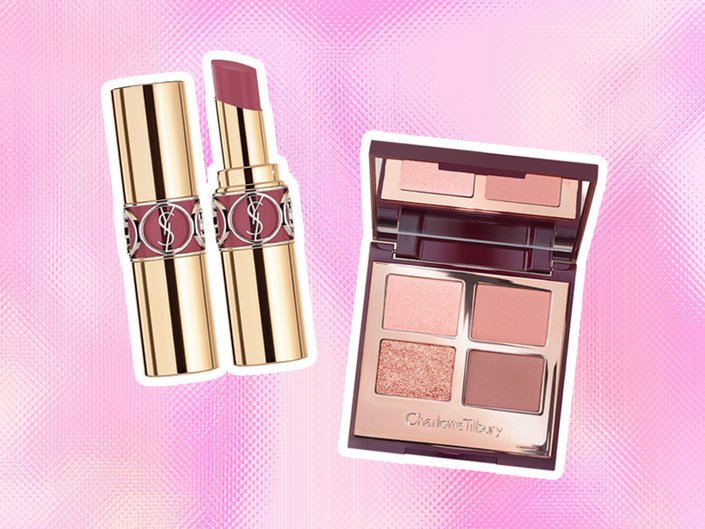 ysl beauty rouge volupte shine lipstick balm and charlotte tilbury luxury eyeshadow palette