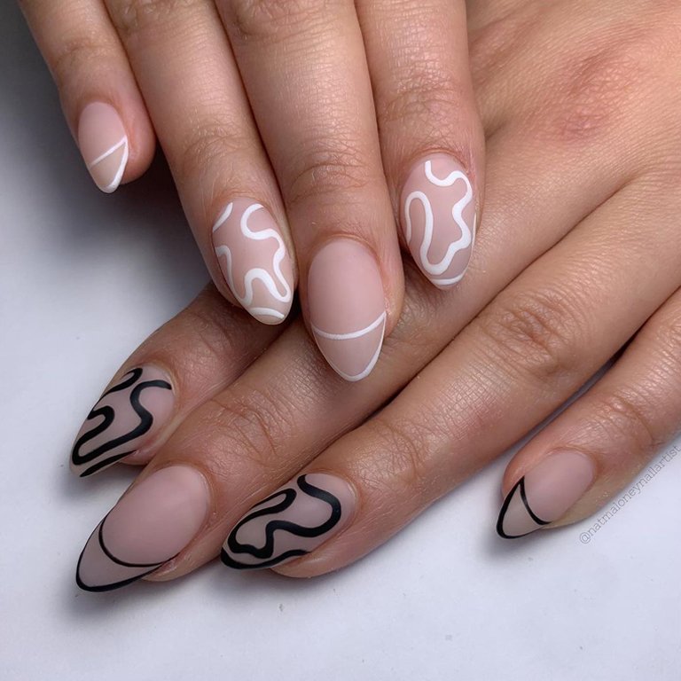 hands with negative space nail art
