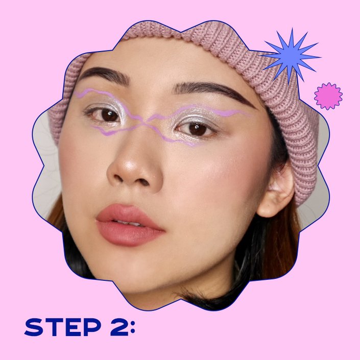 person wearing graphic eyeliner