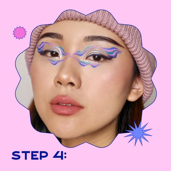 person wearing graphic eyeliner