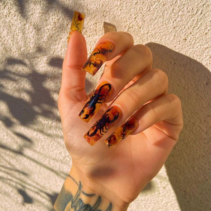 tapered square nails with nail art