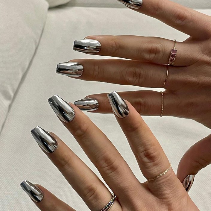 chrome tapered square nails