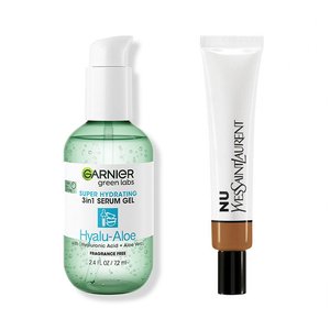 YSL Beauty Nu Bare Look Tint, Garnier Green Labs Hyalu-Aloe Hydrating Serum Gel