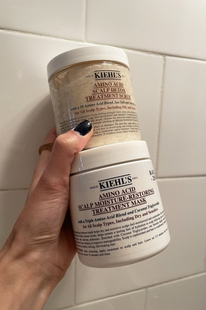 Kiehl's Amino Acid Scalp Detox Treatment Scrub and Kiehl's Amino Acid Scalp Moisture-Restoring Treatment Mask