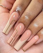 Close-up picture of nude square nails