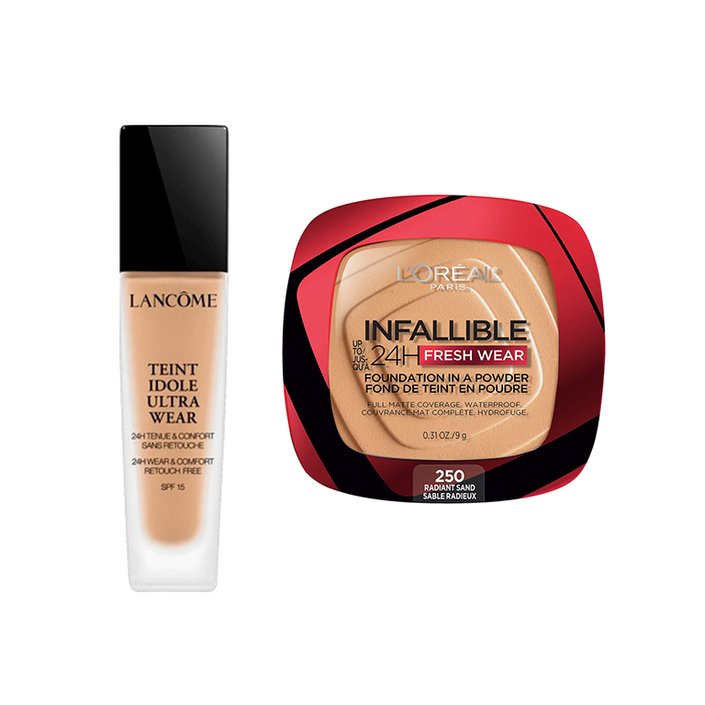 Lancôme Teint Idole Ultra 24H Foundation, L’Oréal Paris Infallible Fresh Wear Foundation in a Powder