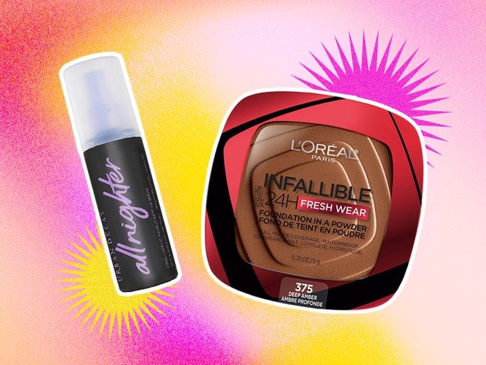 urban decay all nighter setting spray and l'oreal paris infallible up to 24h fresh wear foundation in a powder