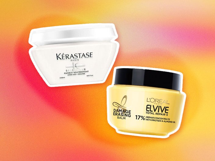 collage of images of the best hair masks for damaged hair