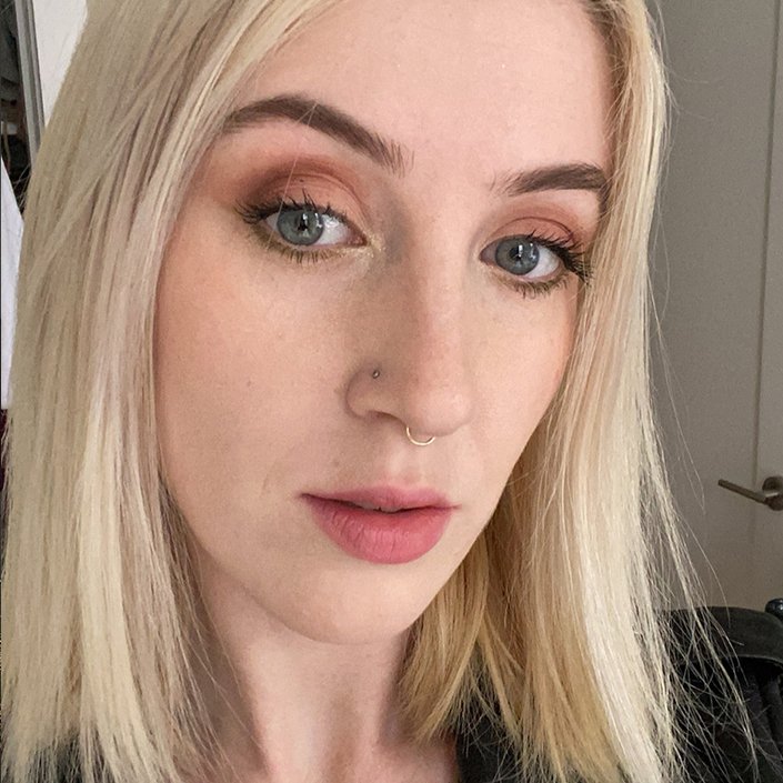 person wearing smokey eye makeup