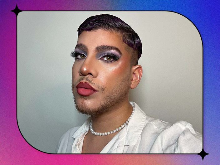 man with makeup done