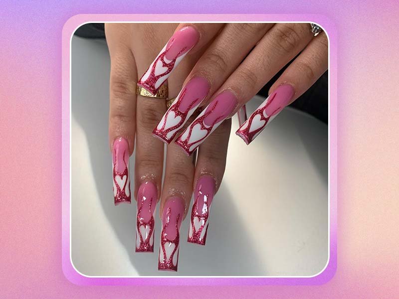 Hot Valentine's Day Acrylic Nail Designs 