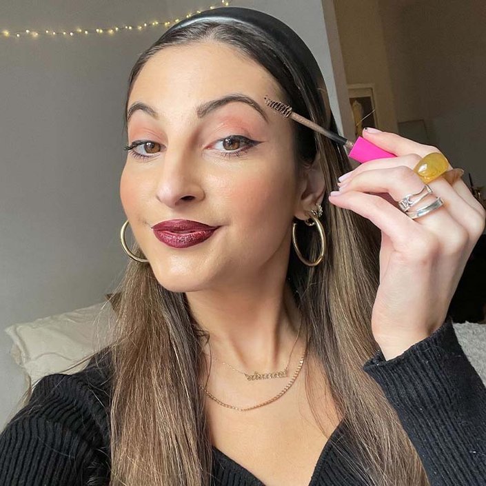 person wearing NYX Professional Makeup Thick It Stick It! Brow Gel in Brunette