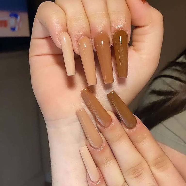 nude ombre coffin nails