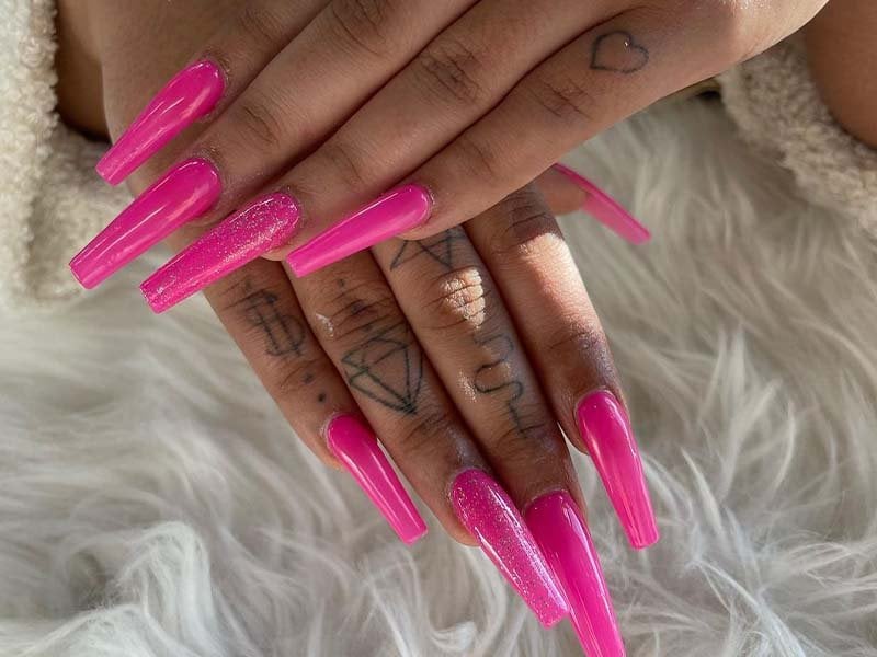 Pink Triangle French Tip Coffin Nails - Sunkissed Nails