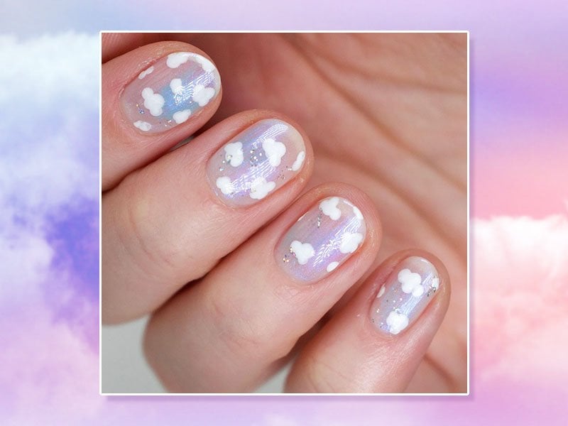 2. Blue and White Cloud Nail Art - wide 1