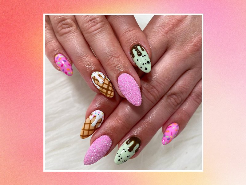 melted ice cream nail art