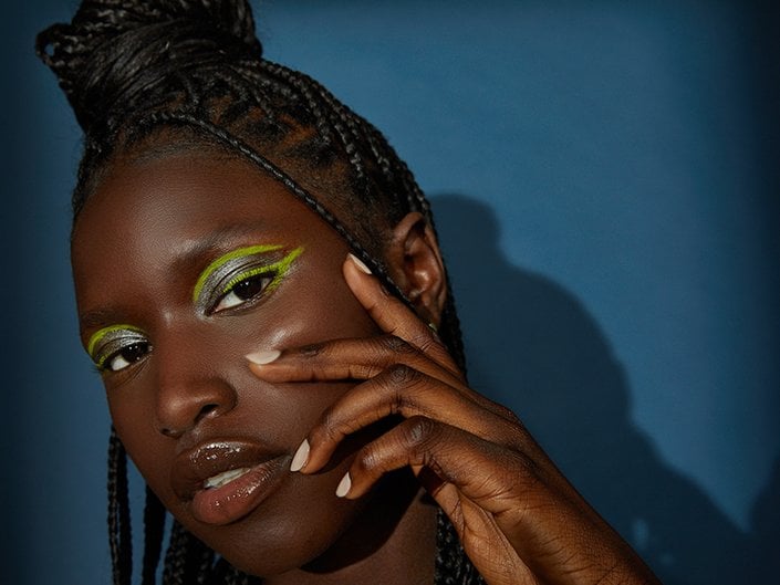 Person wearing inner corner eye makeup