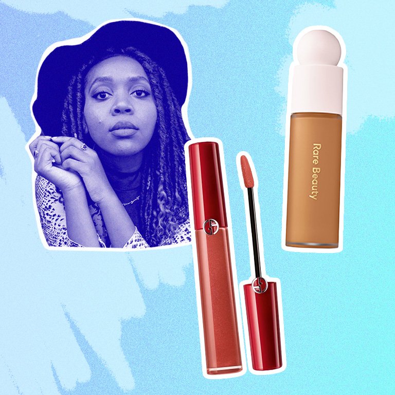 armani lipstick, rare beauty foundation