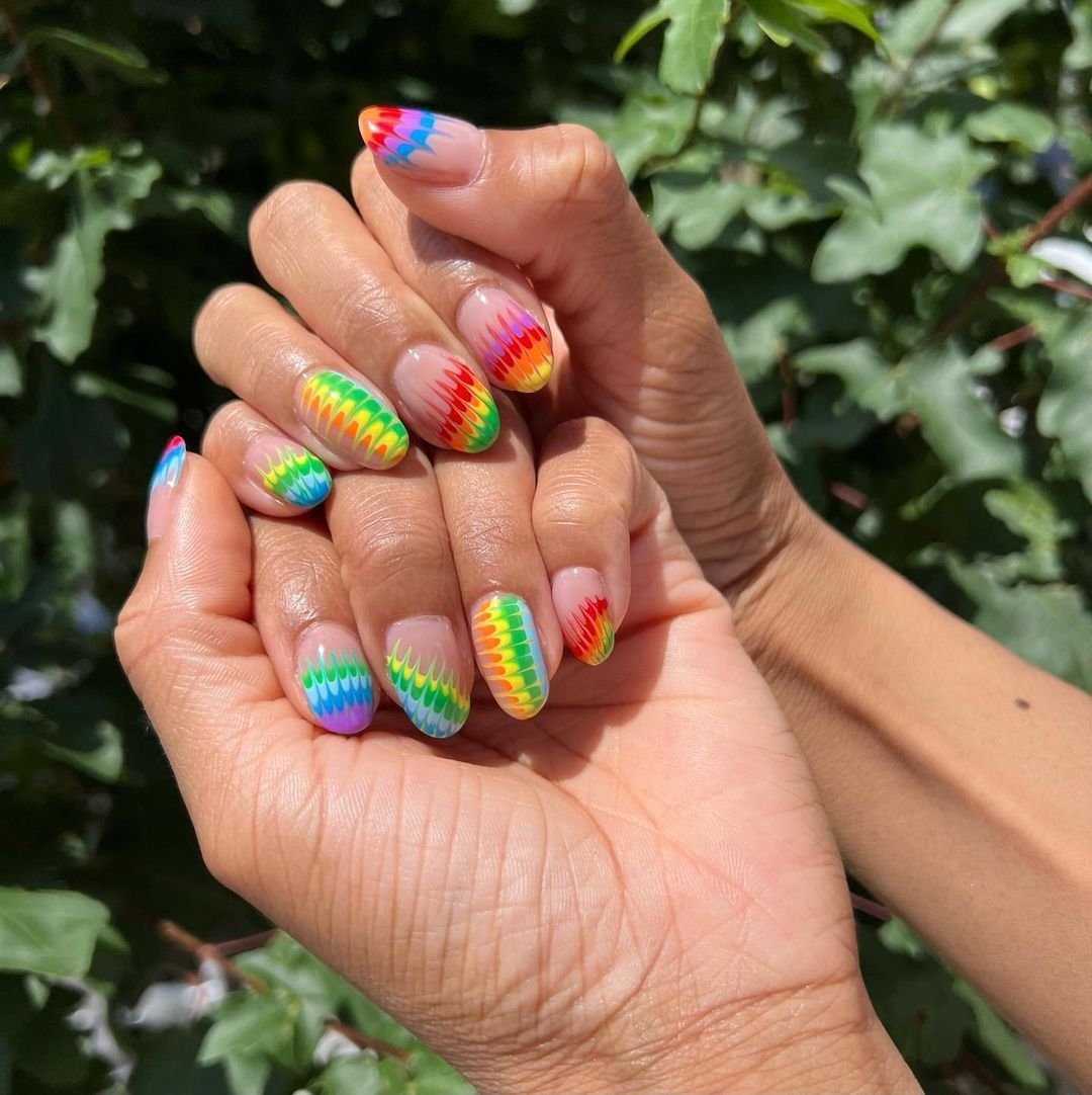 22 Beautiful Rainbow Nail Designs - The Glossychic | Rainbow nail art  designs, Rainbow nails, Rainbow toe nails
