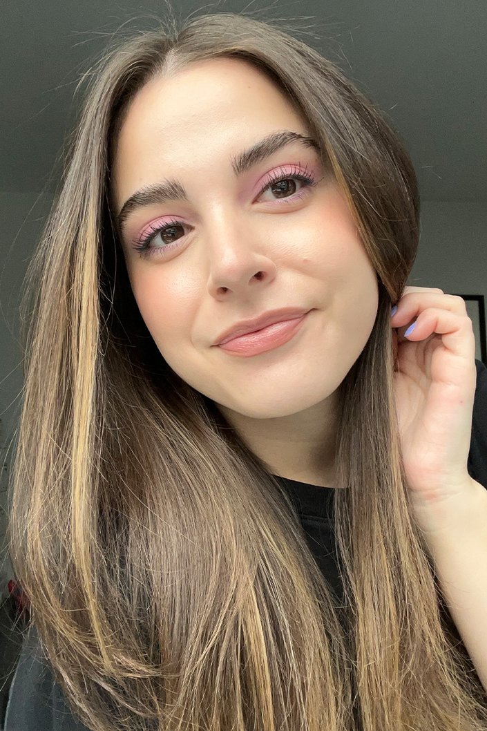 person wearing eye makeup