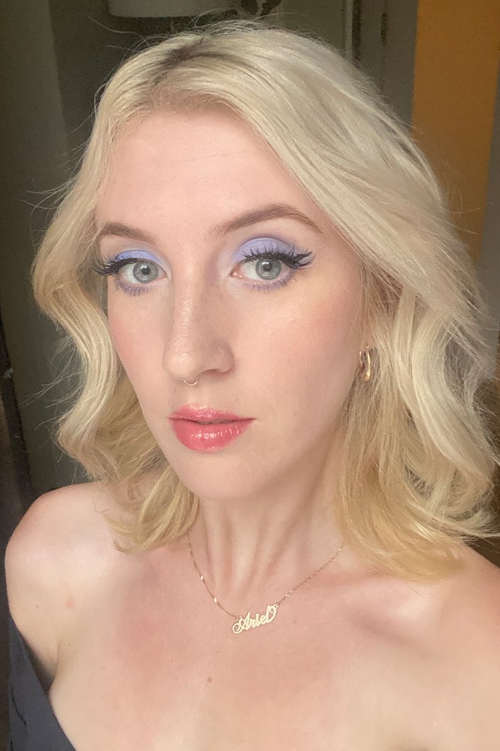 person wearing eye makeup