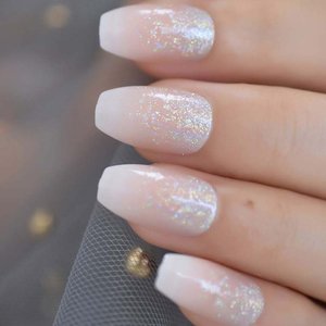 coolnail holo glitter pink nude french ballet