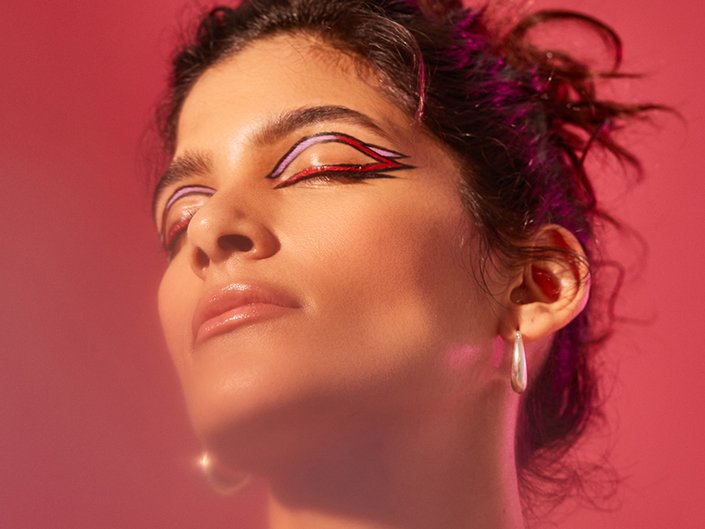 person with graphic eyeliner