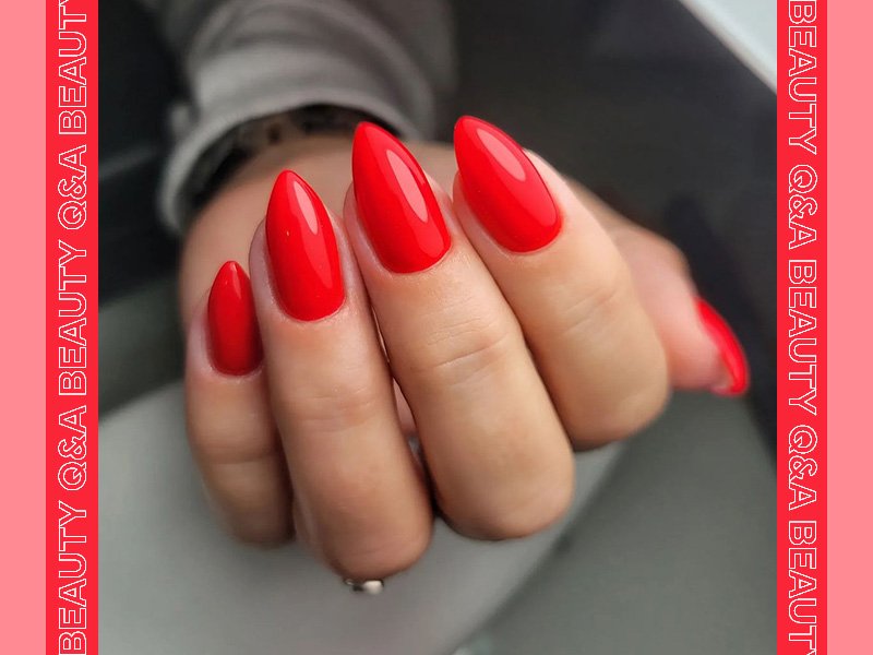 Bright red nails