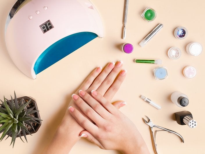 Person doing a gel manicure