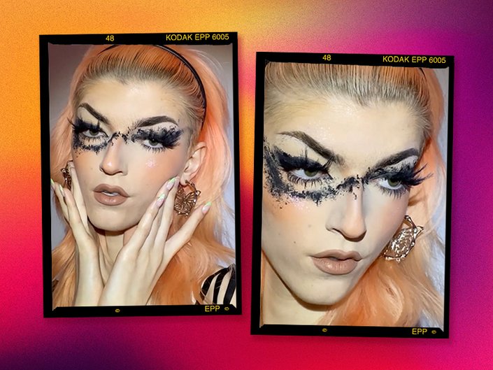 person wearing the anti mascara makeup look