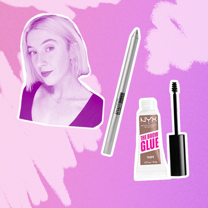 photo of ariel collaged with nyx brow glue and maybelline pencil