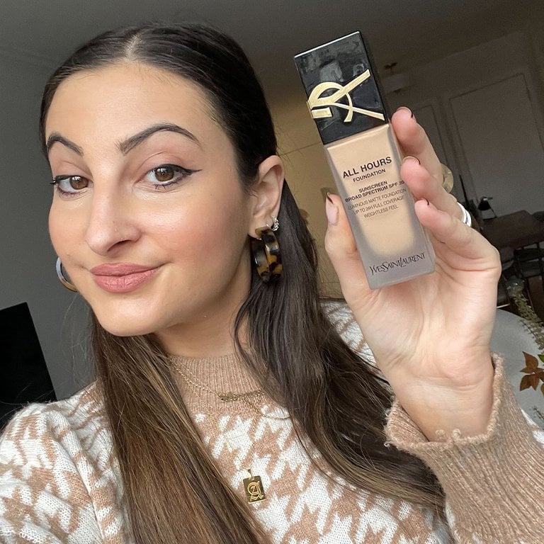 Alanna wearing YSL Beauty All Hours Foundation in MN6