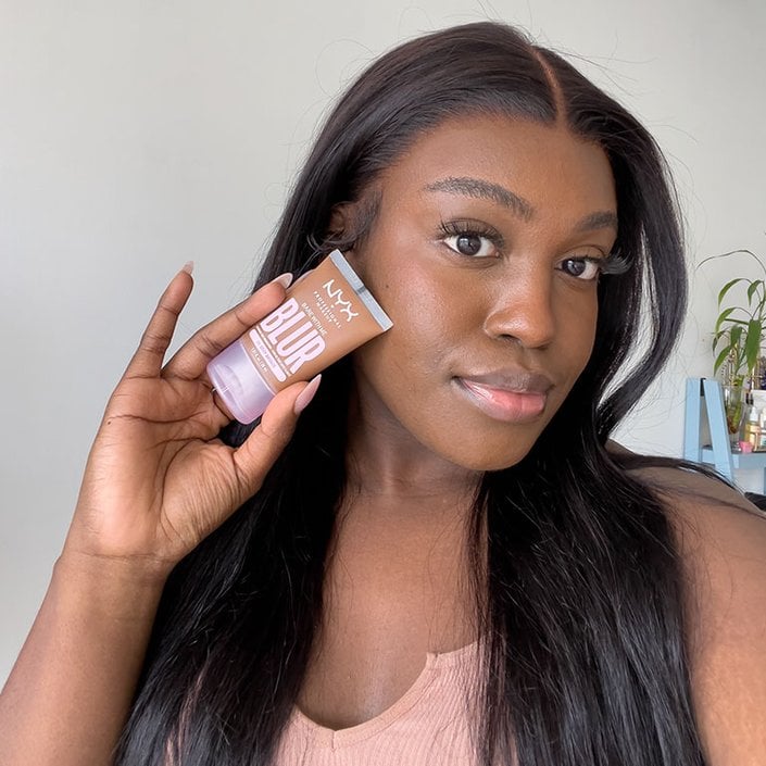 sarah wearing the NYX Professional Makeup Bare With Me Blur Tint Foundation
