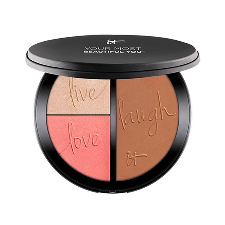 IT Cosmetics Your Most Beautiful You Anti-Aging Matte Bronzer, Radiance Luminizer & Brightening Blush Palette