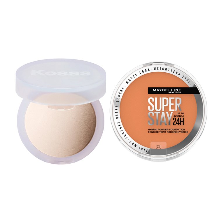 Kosas Cloud Set Setting Powder in Airy and Maybelline New York Super Stay Up to 24HR Hybrid Powder-Foundation