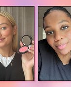 Photo of two editors holding the Giorgio Armani Beauty Luminous Silk Glow Blush