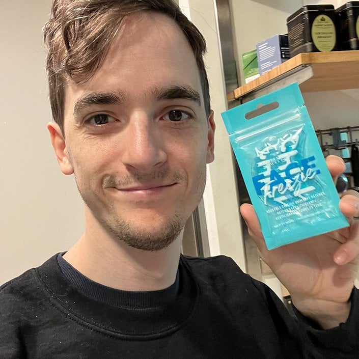 Photo of the editor holding the NYX Professional Makeup Face Freezie Reusable Cooling Undereye Patches