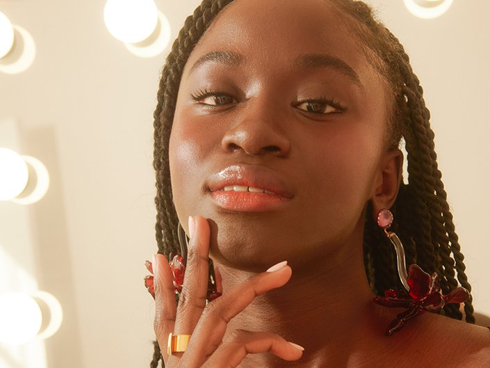 person with neutral wedding makeup