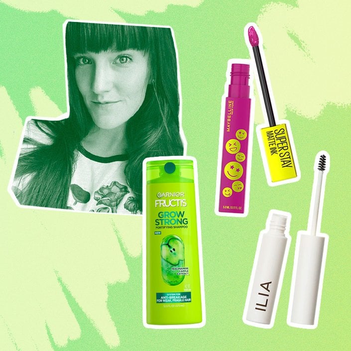 Maybelline New York Super Stay Matte Ink Liquid Lip Moodmakers Collection, ILIA In Frame Brow Gel, Garnier Fructis Grow Strong Shampoo