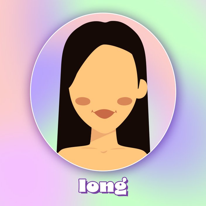 Illustration of a long face wearing blush, collaged on a rainbow pastel tie-dye background